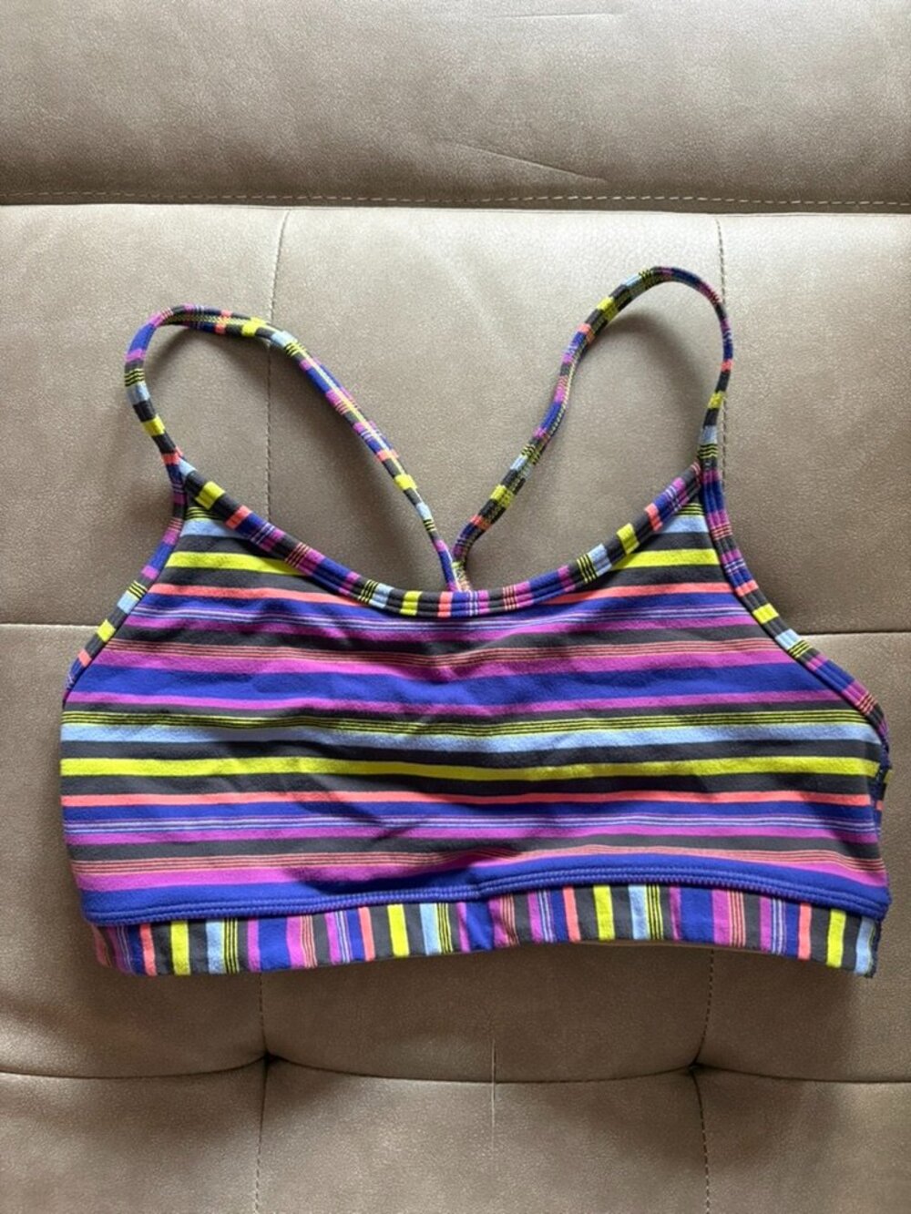 Lululemon Size 2 Striped Sports Bra Purple Multicolor Racerback